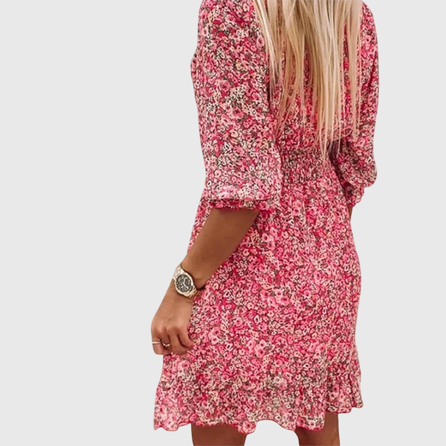 Women's Spring Smocked V-Neck Midi Dress