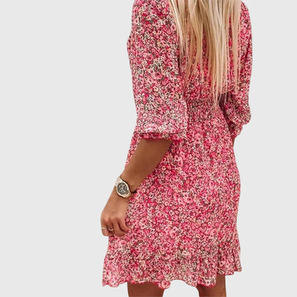 Women's Spring Smocked V-Neck Midi Dress