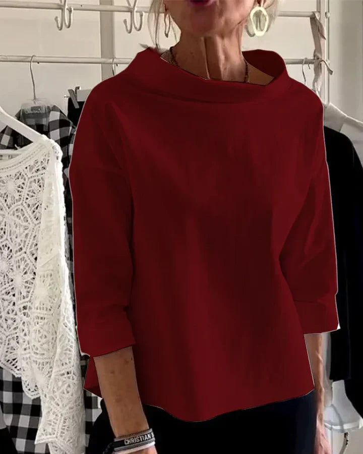 Women's Casual Blouse Wide Lapel Half Turtleneck - Fashinoza