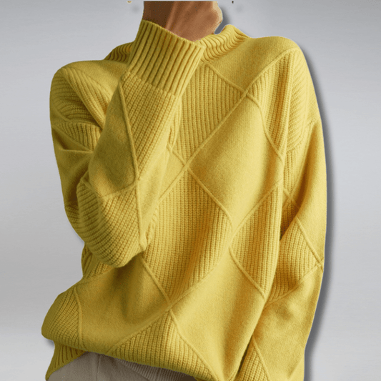 Women's Diamond Pattern Mock Neck Sweater - Fashinoza