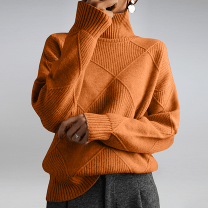 Women's Diamond Pattern Mock Neck Sweater