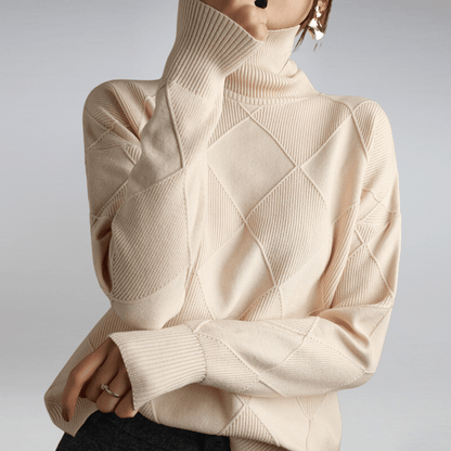 Women's Diamond Pattern Mock Neck Sweater