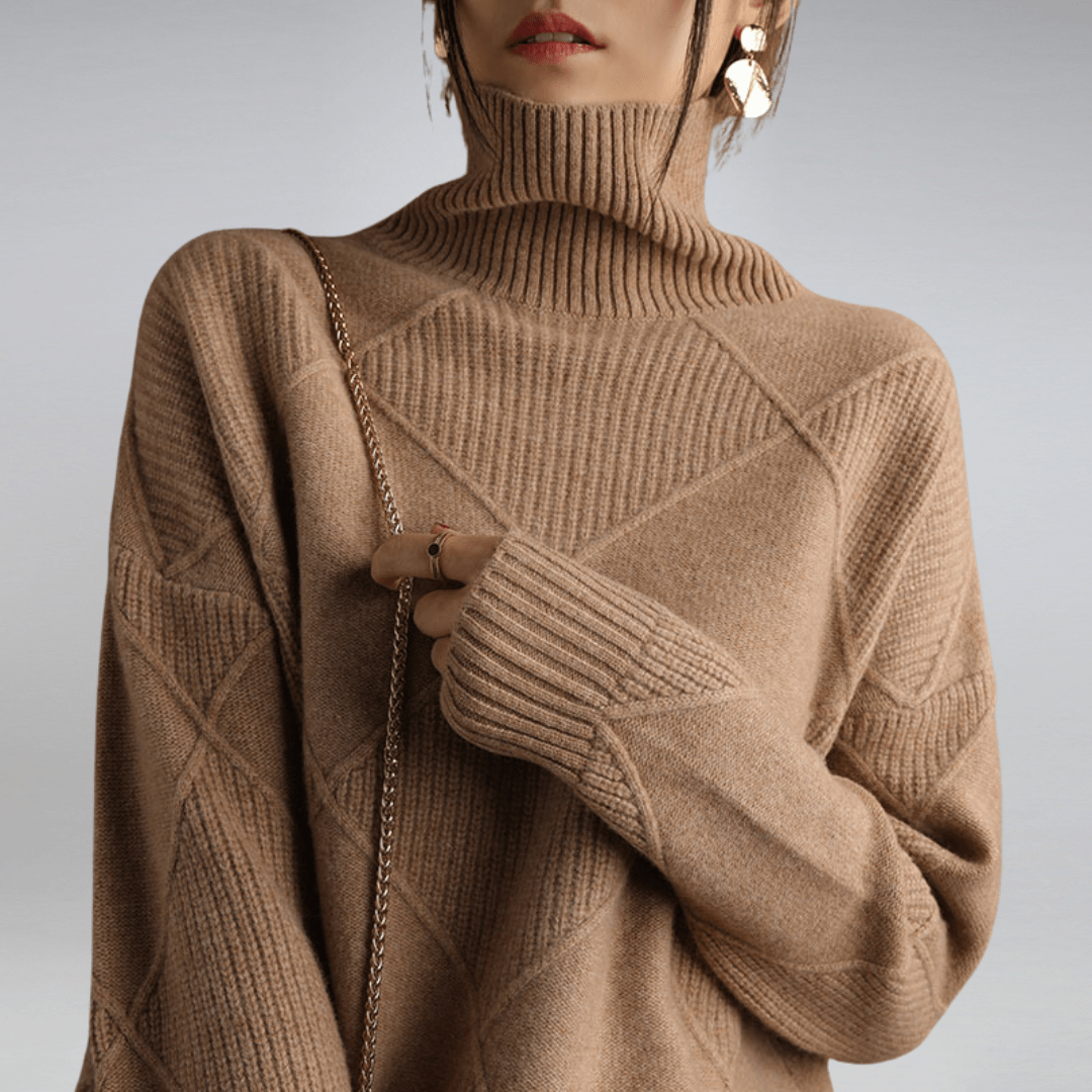Women's Diamond Pattern Mock Neck Sweater