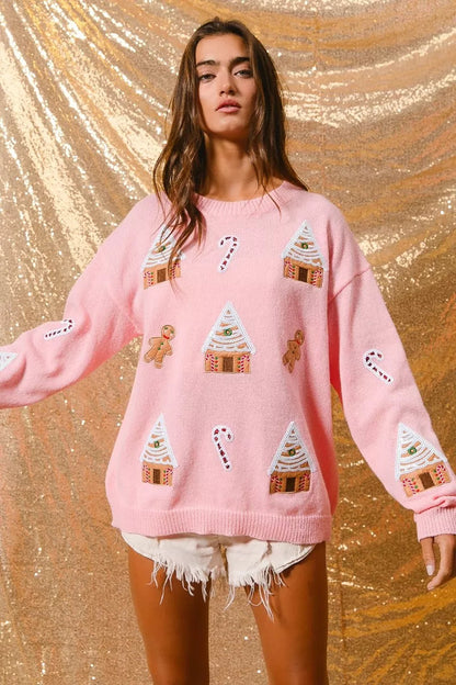 Image of Adrienne | Women's Crew Neck Novelty Sweater
