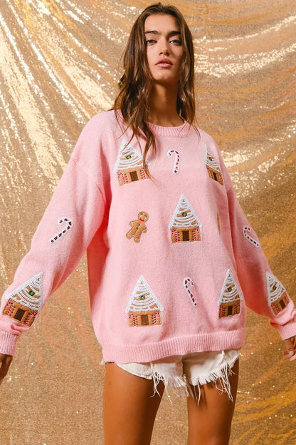 Image of Adrienne | Women's Crew Neck Novelty Sweater