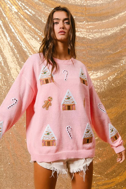 Image of Adrienne | Women's Crew Neck Novelty Sweater