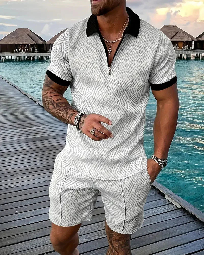 Men's Summer Tracksuit Zipper Collar