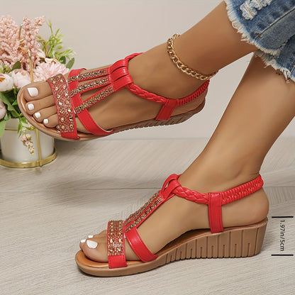 Women's Rhinestone Sandals Woven