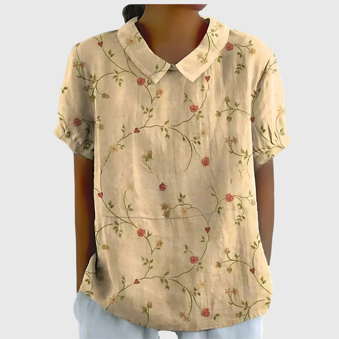 Stella | Womens Floral Collar Short Sleeve Blouse