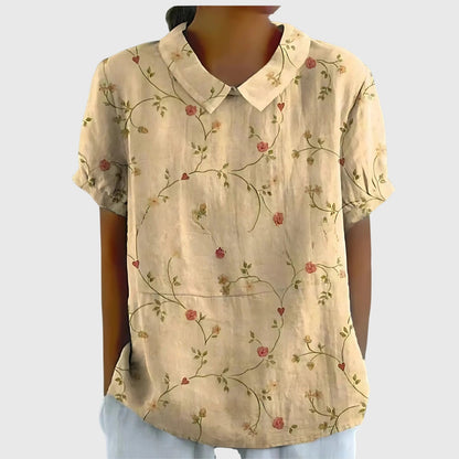 Stella | Womens Floral Collar Short Sleeve Blouse