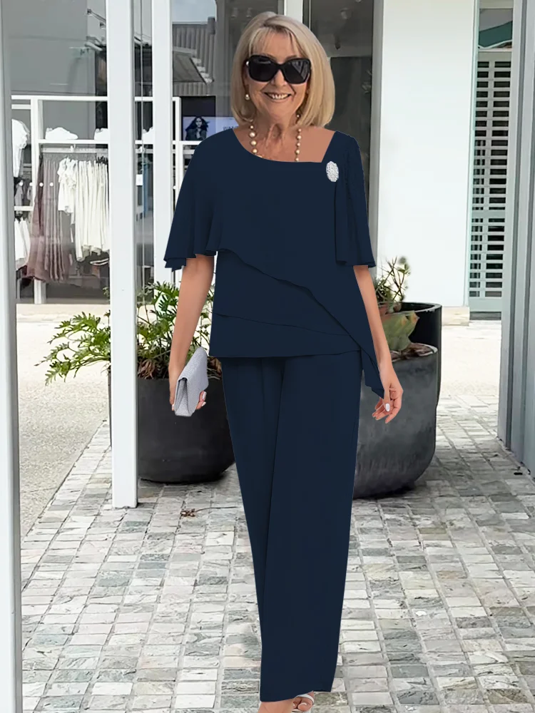 Chloe | Women’s Elegant Layered Evening Top And Pants Set