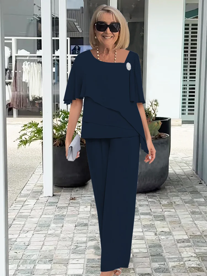 Chloe | Women’s Elegant Layered Evening Top And Pants Set