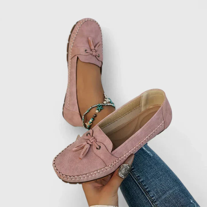 Women's Suede Slip-On Loafers Flat Shoes Brown
