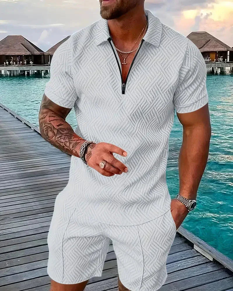Men's Summer Tracksuit Zipper Collar