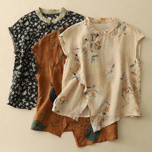 Women's Sleeveless Floral Blouse - Fashinoza