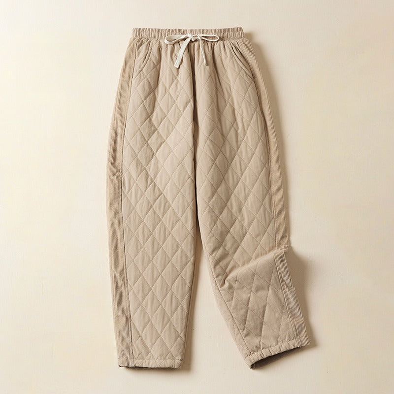 Women's Quilted Ankle Pants Relaxed Fit Casual - 
Fashinoza