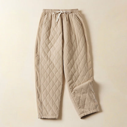 Women's Quilted Ankle Pants Relaxed Fit Casual - 
Fashinoza