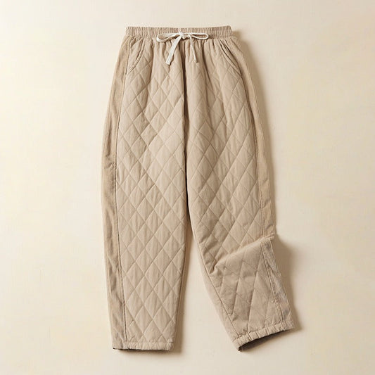 Women's Quilted Ankle Pants Relaxed Fit Casual - 
Fashinoza