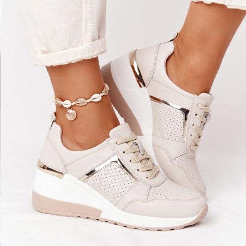 Metallic Panel Lace-Up Sneakers