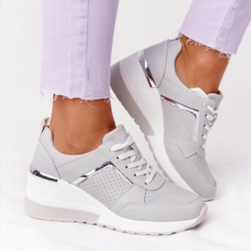Metallic Panel Lace-Up Sneakers