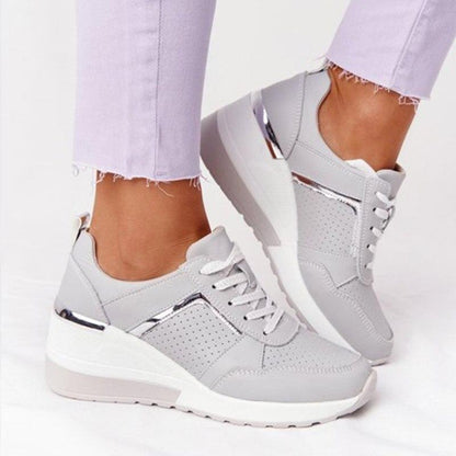 Metallic Panel Lace-Up Sneakers