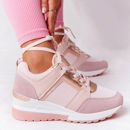 Metallic Panel Lace-Up Sneakers