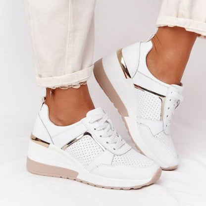 Metallic Panel Lace-Up Sneakers