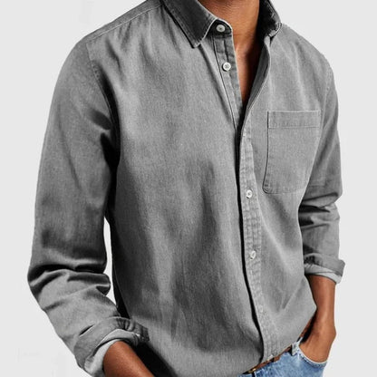 Men's Classic Denim Shirt Blue - Fashinoza
