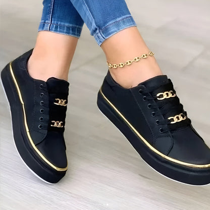 Women's Platform Sneakers Gold Chain Detail Casual