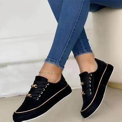 Women's Platform Sneakers Gold Chain Detail Casual