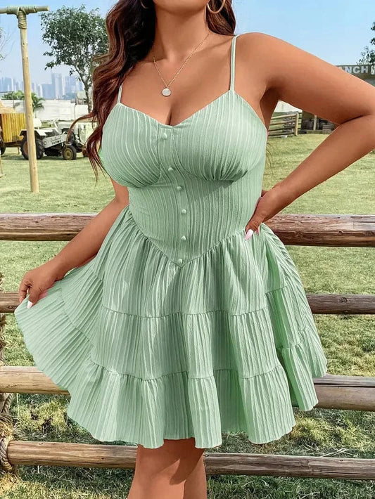 Women's A-Line Mini Dress Spaghetti Strap - Fashinoza