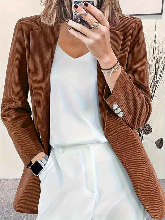 Women's Corduroy Blazer Single-Breasted - Fashinoza
