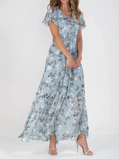 Allison Women's Floral Maxi Dress V-Neck - 
Fashinoza