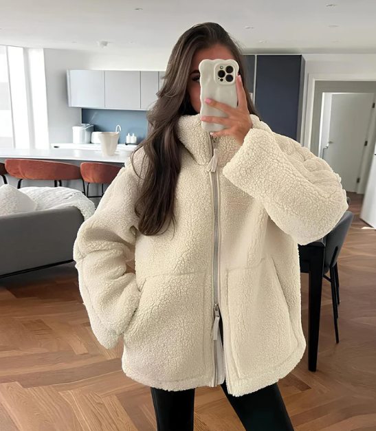 Women's Sherpa Zip Up Jacket - Fashinoza