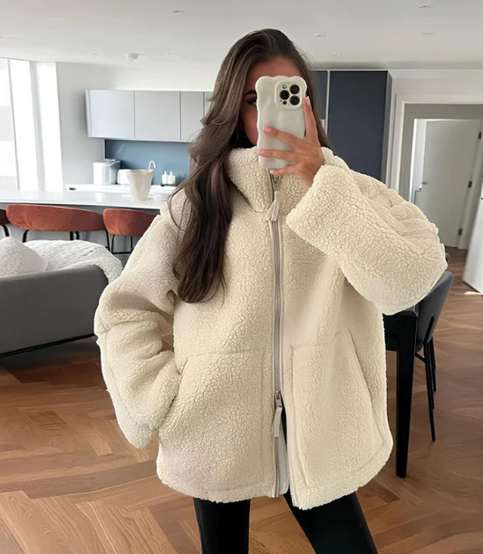 Women's Sherpa Zip Up Jacket - Fashinoza