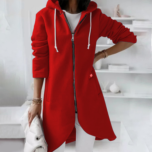 Women's Longline Zip Up Jacket - Fashinoza