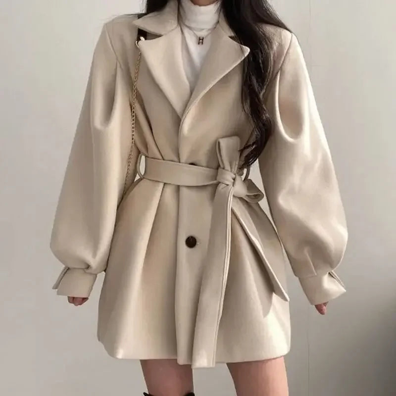 Women's Oversized Wrap Coat Long Sleeve - Fashinoza