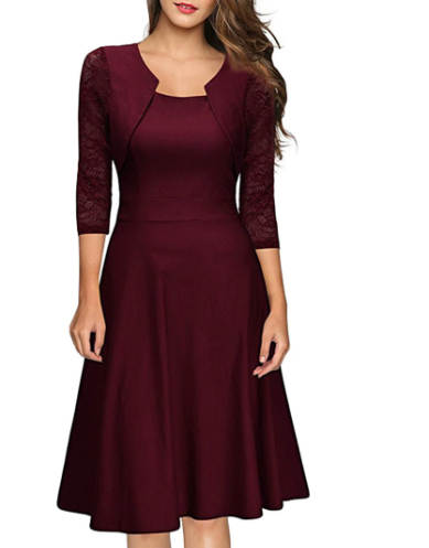 Image of Amber | Women's A-Line Midi Dress with Bolero