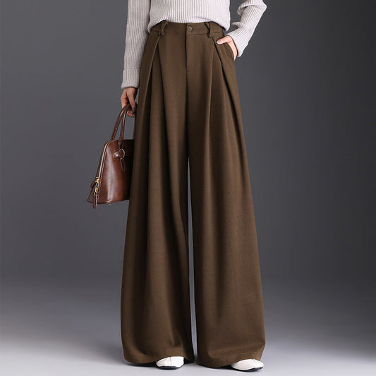 Women's High-Waisted Wide Leg Pants Amber - Fashinoza
