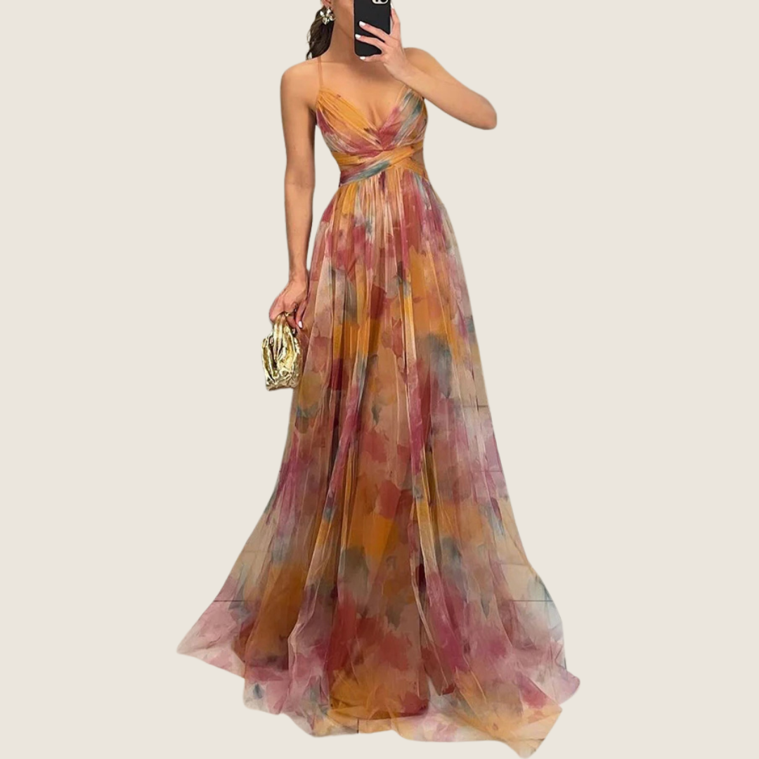 Women's V-Neck Maxi Dress Spaghetti Strap - Fashinoza