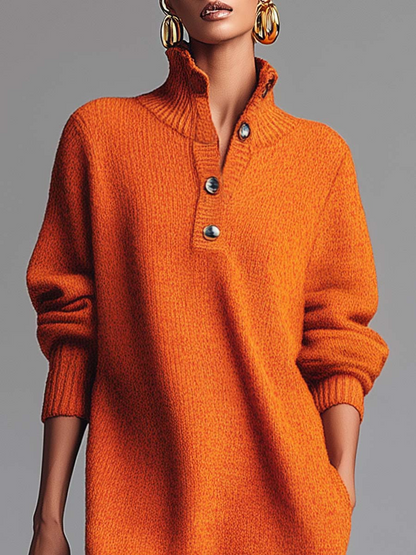 Image of Anne | Women's High Neck Sweater Midi Dress