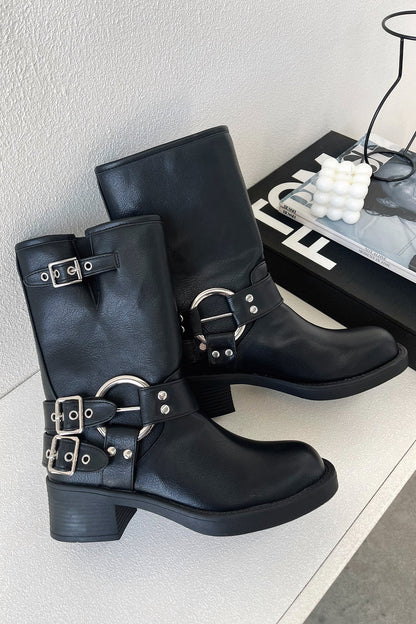 Women's Black Short Boots - Fashinoza