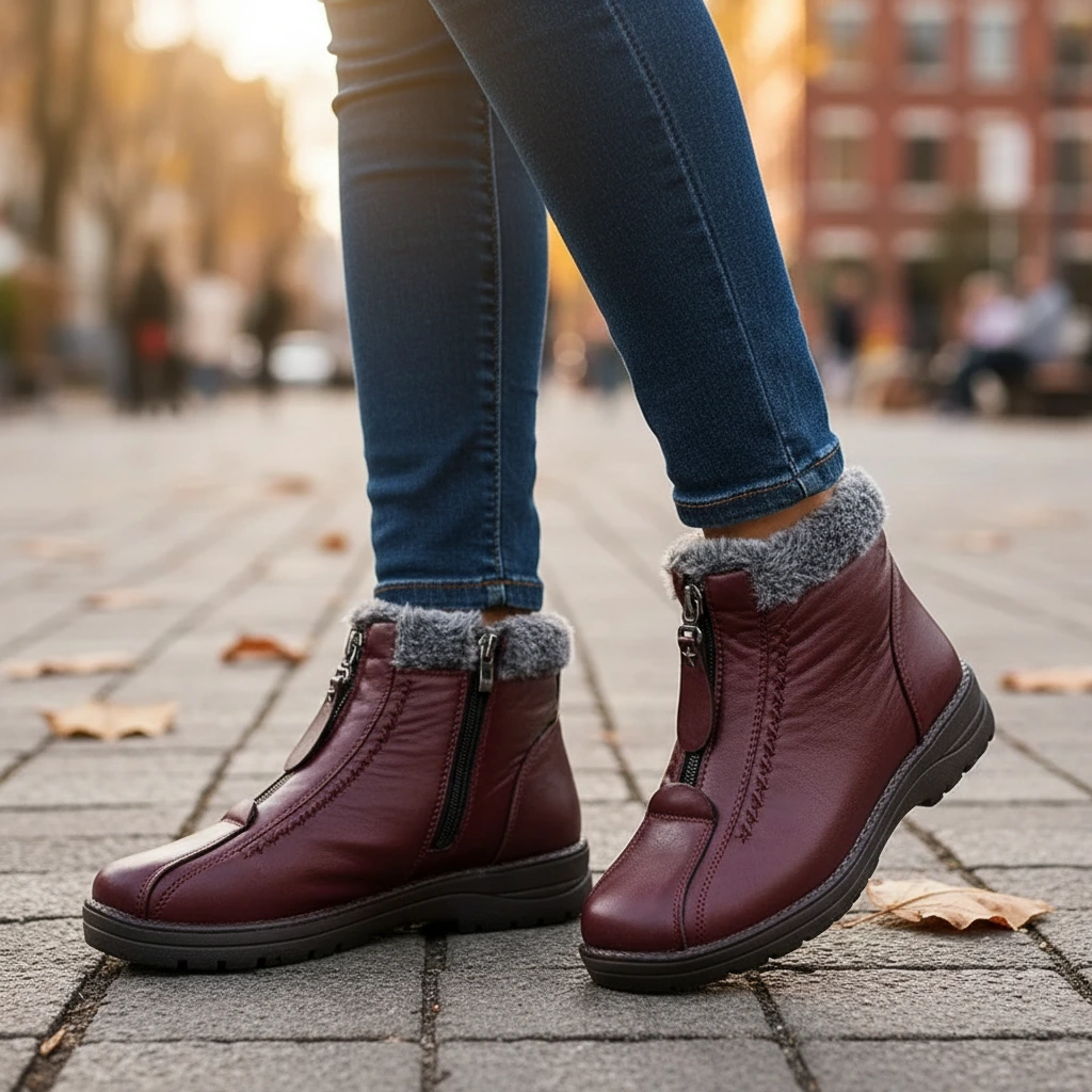 Fur-Lined Zip Ankle Boots
