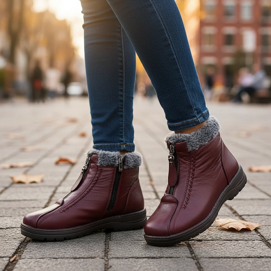 Fur-Lined Zip Ankle Boots