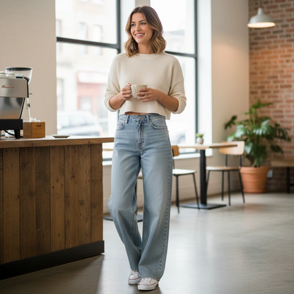Relaxed Straight-Leg Denim Pants