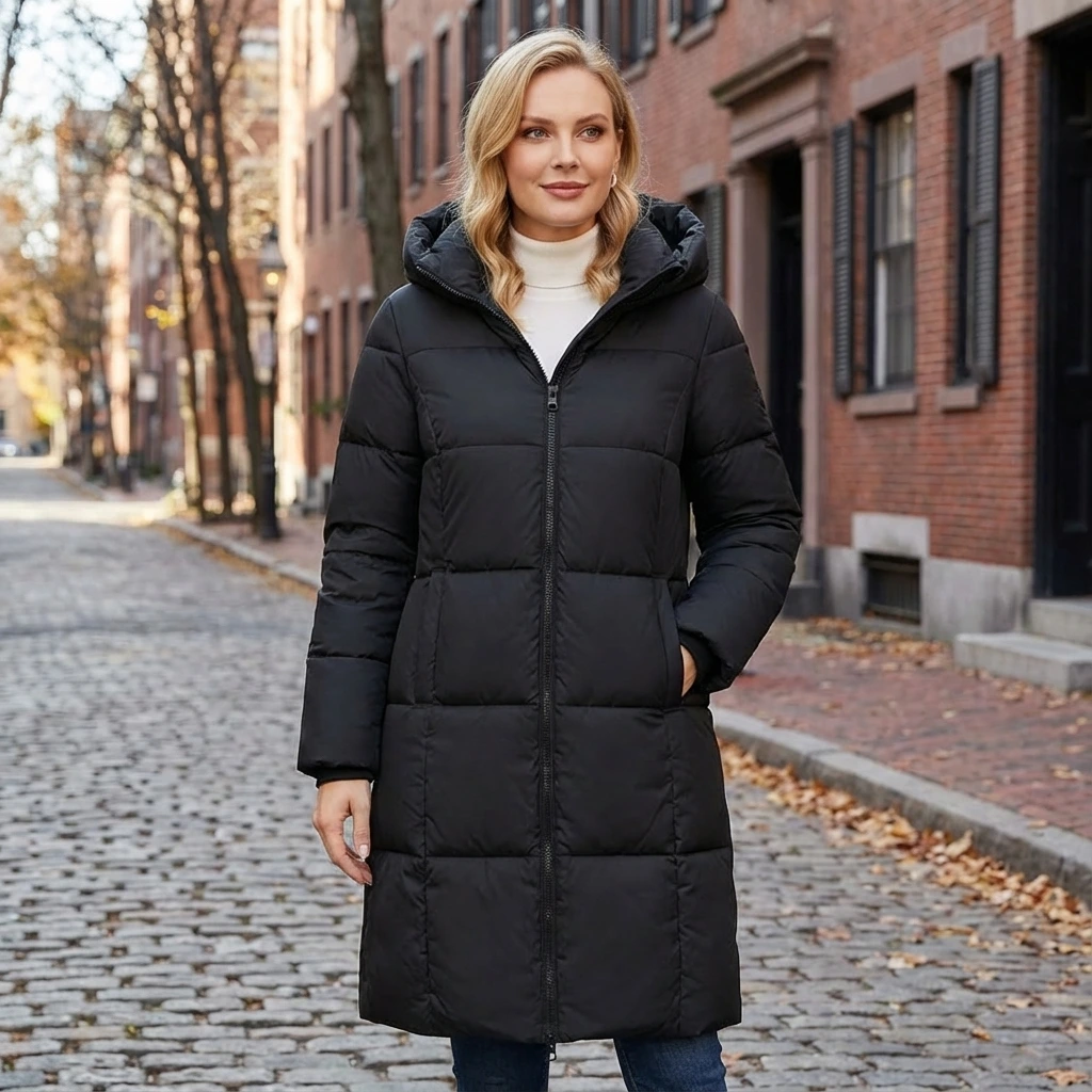 Hooded Longline Quilted Puffer Coat