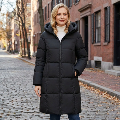 Hooded Longline Quilted Puffer Coat