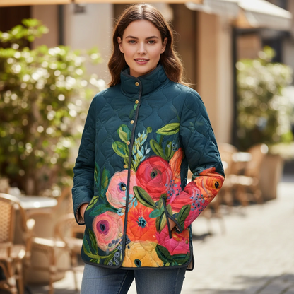 Women’s Floral Quilted Snap Jacket