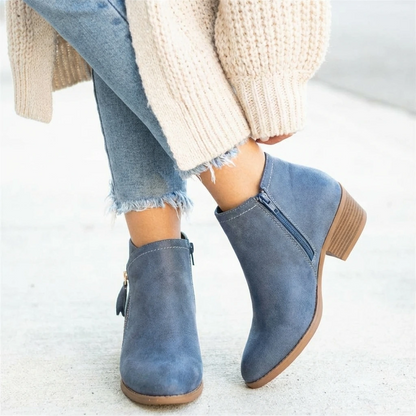 Women's Side Zip Block Heel Ankle Orthopedic  Boots