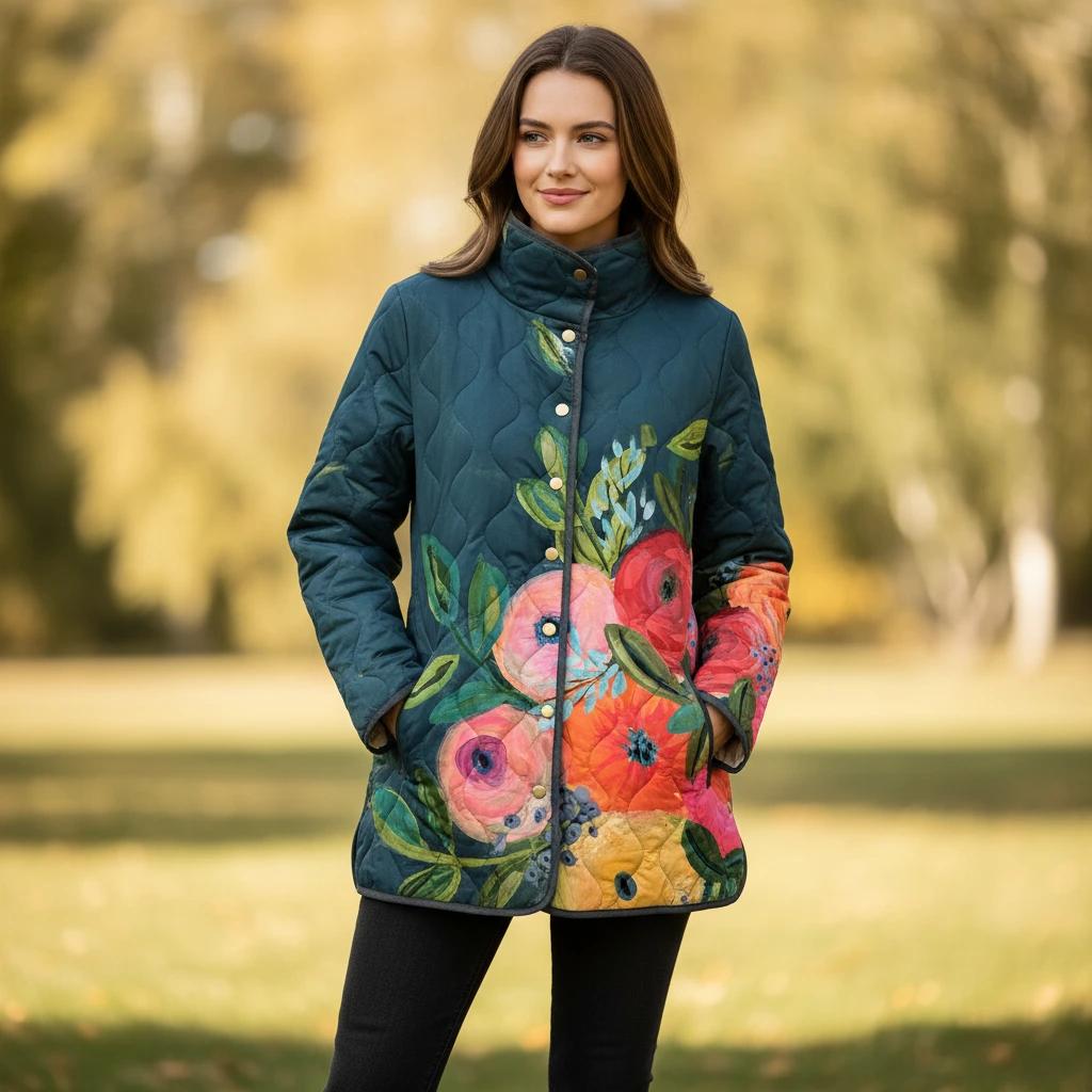 Women’s Floral Quilted Snap Jacket